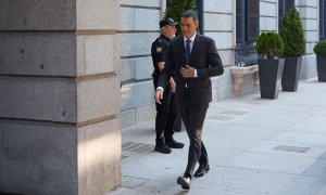 Pedro Sánchez, a su llegada al Congreso de los Diputados este miércoles.