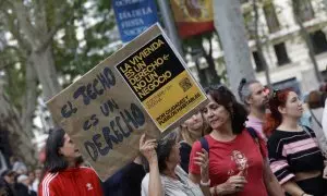 Imagen de la manifestación por el derecho a la vivienda celebrada el pasado domingo en Madrid.