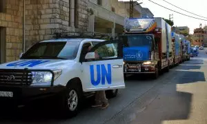 Convoy de ayuda humanitaria de la ONU en Líbano.