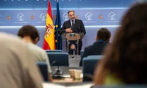 Imagen de archivo del diputado José Luis Ábalos, durante una rueda de prensa, en el Congreso de los Diputados, en Madrid (España).