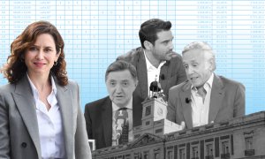 18/10/2024 La presidenta de la Comunidad de Madrid, Isabel Díaz Ayuso, y Federico Jiménez Losantos, de 'Libertad Digital', Javier Negre, de 'EDA TV', y Eduardo Inda, de 'OK Diario'.