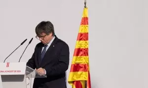 El expresident de la Generalitat Carles Puigdemont durante su vuelta a Catalunya.