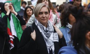 La exalcaldesa de Barcelona Ada Colau, durante una manifestación contra el genocidio en Gaza.