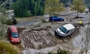 Coches destrozados tras el paso del la Dana. A 30 de octubre de 2024, en Málaga, Andalucía (España).