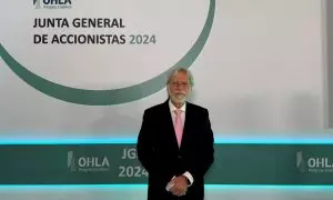 El presidente de OHLA, Luis Amodio, en la última junta de accionistas de la constructora.