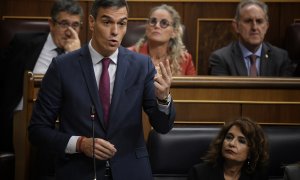 Imagen de archivo del presidente del Gobierno, Pedro Sánchez, interviniendo durante una sesión de control al Gobierno, en el Congreso de los Diputados, en Madrid (España).