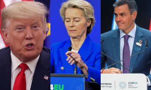 De izquierda a derecha, Donald Trump, Ursula von der Leyen y Pedro Sánchez.