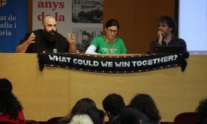 15/11/2024 - Una de les taules de l'Assemblea Popular Internacional d'Habitatge, que se celebra a Barcelona.