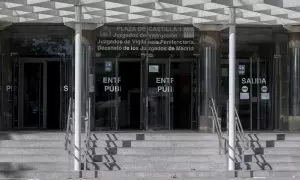 Entrada de los Juzgados de Plaza de Castilla, a 1 de agosto de 2024, en Madrid.