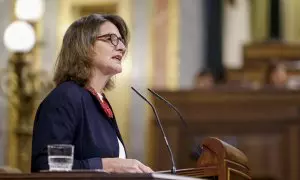 La vicepresidenta tercera del Gobierno, Teresa Ribera, durante su comparecencia este miércoles en el Congreso