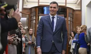 El presidente del Gobierno, Pedro Sánchez, en el pleno celebrado este jueves en el Congreso