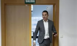 El secretario general del PSOE de Madrid, Juan Lobato, en la Asamblea de Madrid este martes.