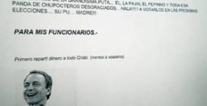 Un cartel en un juzgado llama "hijo de la grandísima puta" a Zapatero