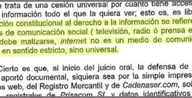 Un juez considera que la protección al derecho a la información "debe matizarse" en Internet