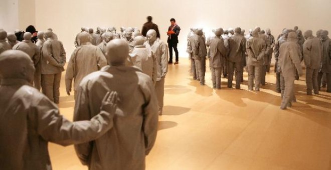 Interpretación en la Tate de una pieza de Juan Muñoz por Iglesias y John Malkovich