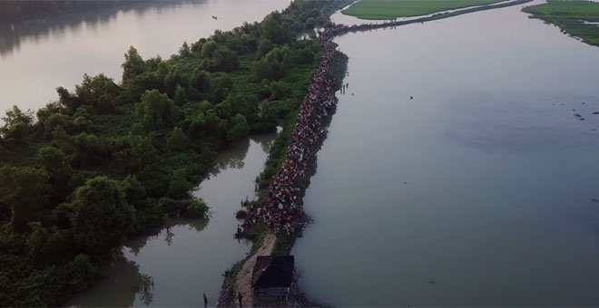 Imágenes de drones captan el drama de los rohinyá que huyen de una "limpieza étnica"