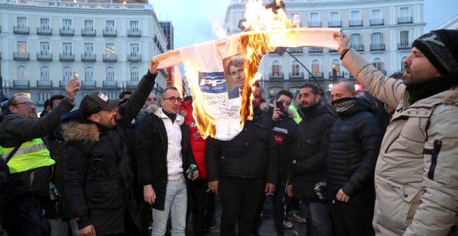 Imágenes del noveno día de huelga del sector del taxi