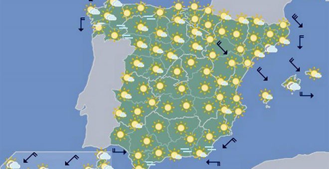 Las temperaturas suben este lunes en el nordeste y sur peninsular y bajan en el Mediterráneo