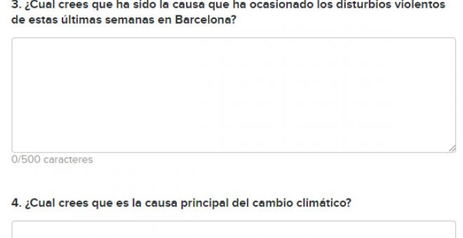Preguntar sobre los "disturbios violentos en Barcelona", la criba ideológica ilegal para lograr un puesto de auxiliar administrativo