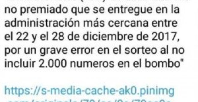 No devuelven 10 euros por décimo "por un grave error" tampoco este año