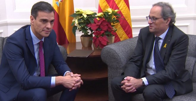 Sánchez y Torra ultiman su encuentro con el único objetivo viable de fijar fecha para la mesa de diálogo