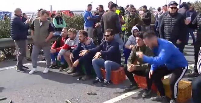 Los agricultores de la localidad almeriense de El Ejido logran cortar la autovía en su protesta por la crisis del sector