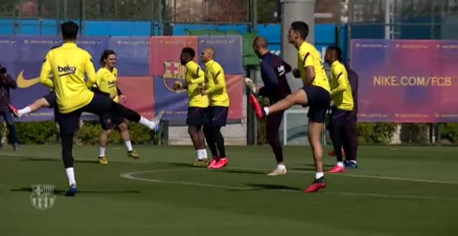 El Barça entrena con la presencia de Rakitic y Umtiti