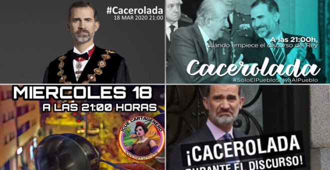 Caceroladas al rey Juan Carlos y a Felipe VI: "¡Todas contra el virus de la Corona!"