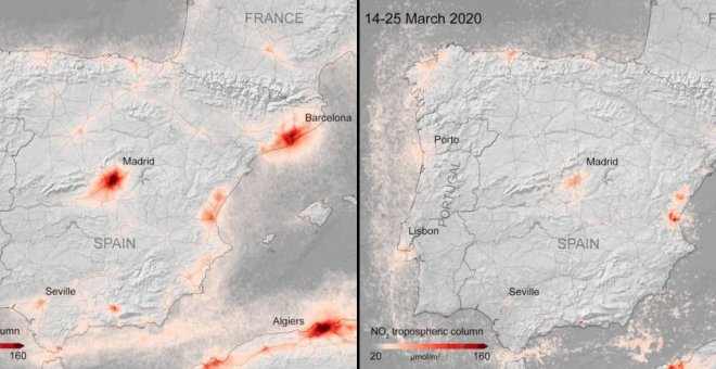 La caída de la contaminación por el confinamiento se ve desde el espacio