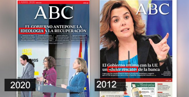 'ABC' califica de "ideología" las medidas sociales contra el coronavirus... y esto es lo que decían del rescate a la banca