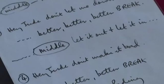 El manuscrito de la canción 'Hey Jude' de Los Beatles se subasta por más de 830.000 euros