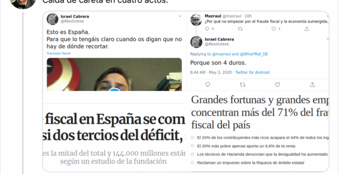 "Caída de careta en cuatro actos": el corte con datos a un tuitero que defendía que atajar el fraude fiscal solo recuperaría "4 duros"