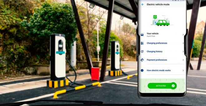 Planificador de ruta para coches eléctricos con puntos de carga y pasarela de pago