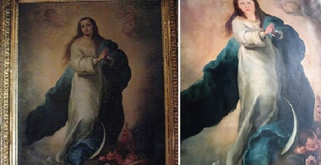 Un coleccionista encarga la limpieza de una copia de la Inmaculada de Murillo y se la devuelven desfigurada