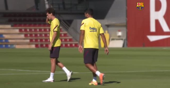 Dembelé y Araujo completan la sesión de entrenamiento con el grupo