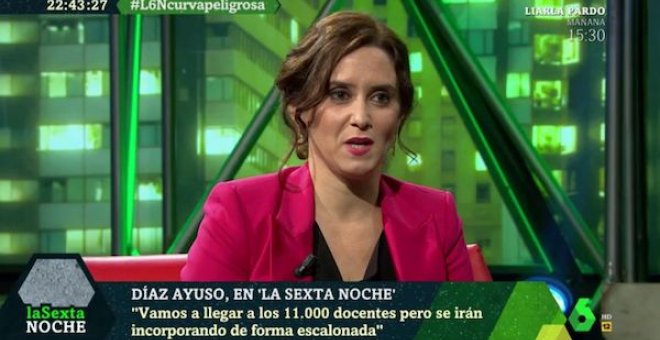 "En solo 3 minutos, 4 mentiras": enredos, falsedades y algún que otro dislate de Ayuso en 'La Sexta Noche'