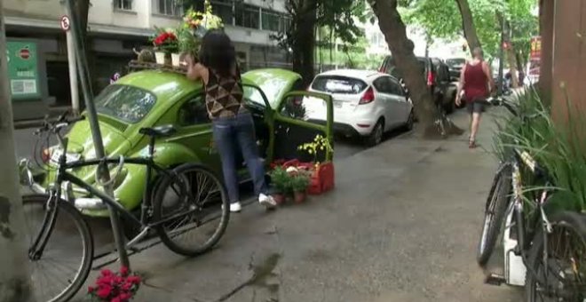 Una mujer subsiste en tiempos de pandemia vendiendo flores por las calles de Río de Janeiro