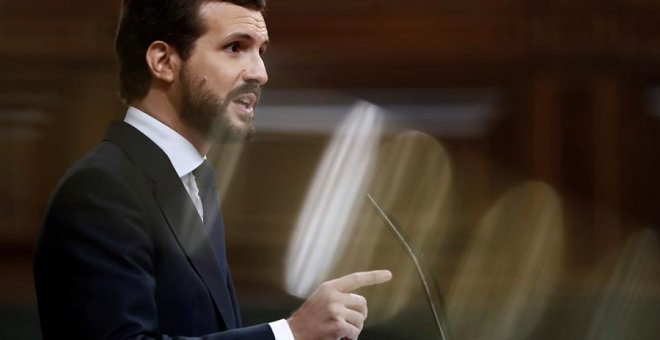 Casado confirma el 'no' del PP a la moción de Vox en un duro discurso contra Abascal: "Hasta aquí hemos llegado"