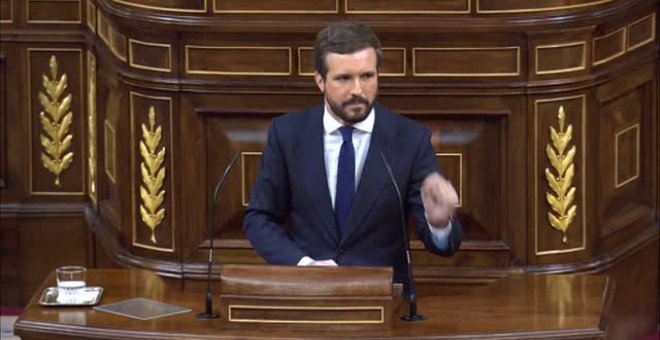 Casado acusa al Gobierno de no asumir con "coraje, con decisión y con patriotismo" la lucha contra la pandemia