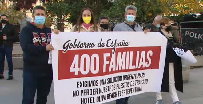 Protesta del sector de peluquería y estética frente al Congreso