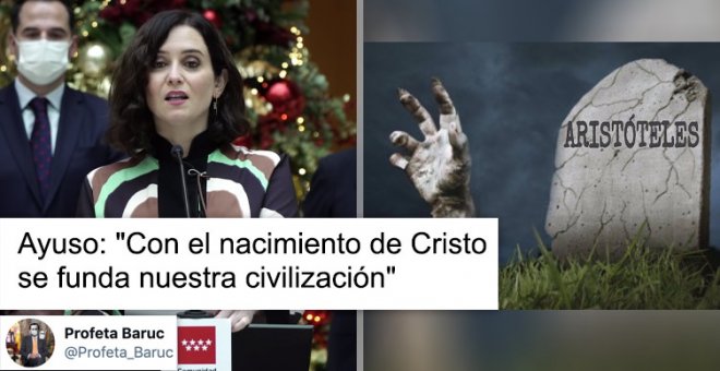 Ayuso dice que nuestra civilización se funda "con el nacimiento de Cristo" y los tuiteros le responden