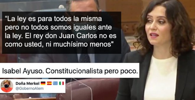 Estupefacción ante la estrambótica defensa de Ayuso al rey emérito: "Si la dejan un poco más pide el derecho de pernada"