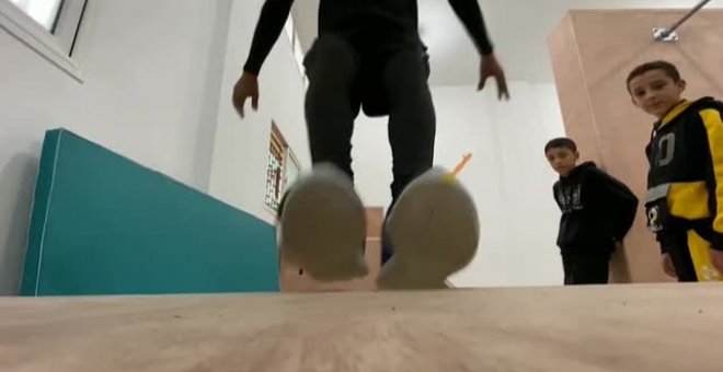 Así es el primer gimnasio de parkour en Gaza