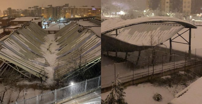 La nieve hunde la cubierta de tres pistas polideportivas en colegios de Toledo