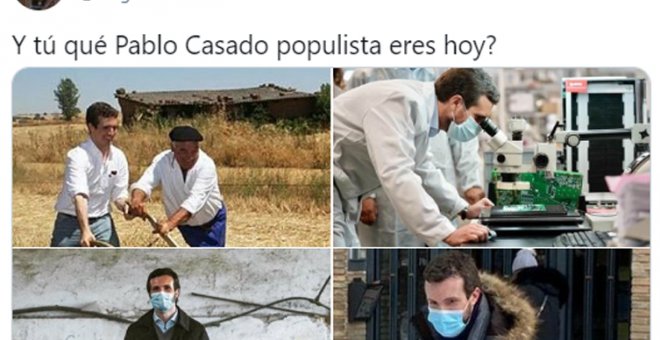 Casado coge la pala para quitar nieve y desata una avalancha de bromas: "Hernia de populismo"