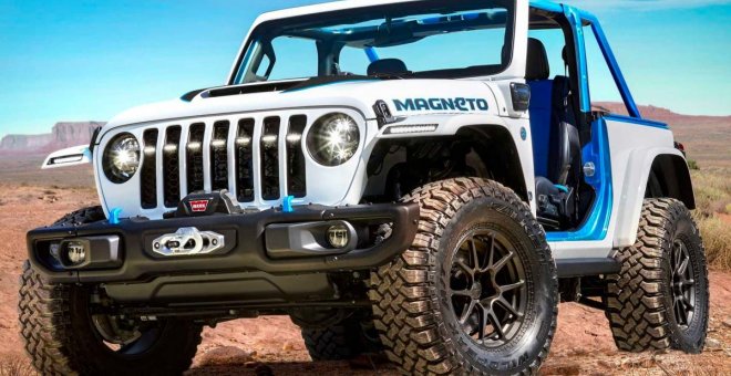 Este es el Jeep Wrangler Magneto, un todoterreno eléctrico... ¡con cambio manual!