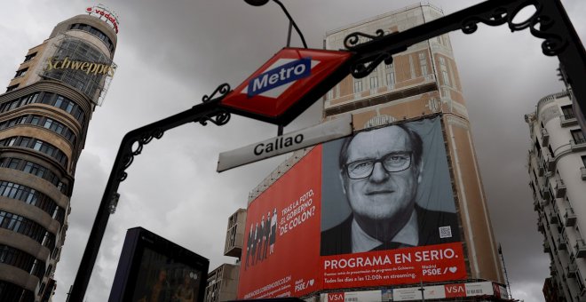 La Junta Electoral pide al PSOE la retirada del cartel de Gabilondo en Callao