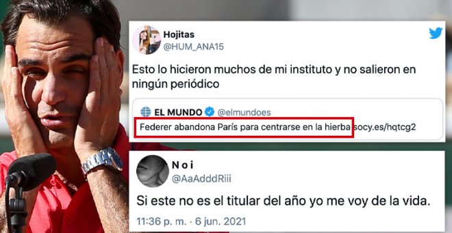 'El Mundo' dice que Federer abandona París para "centrarse en la hierba" y desata el cachondeo: "Un amigo mío hizo lo mismo con la ESO"