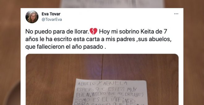 Un niño de siete años recuerda a sus abuelos fallecidos y les escribe esta emotiva carta: "Quiero que dibujéis cómo es el infinito"