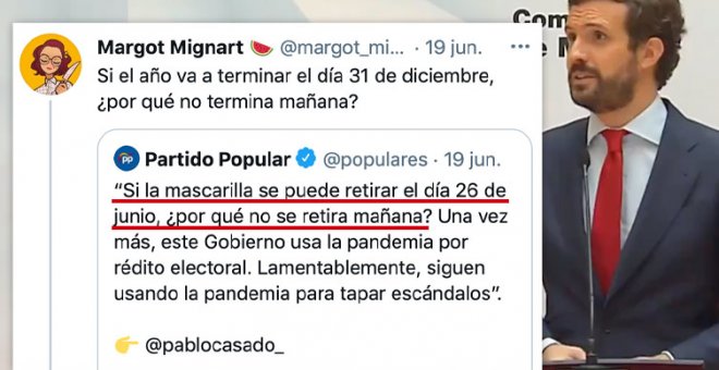 "Llevar la contraria por sistema": críticas a Casado por atacar al Gobierno también con el fin de las mascarillas al aire libre